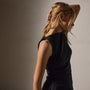 Cotton Cashmere Rib Boat Neck Top in Black | James Perse Los Angeles