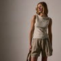 Cotton Cashmere Rib Boat Neck Top in Ivory | James Perse Los Angeles