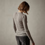Cotton Cashmere Blend Ribbed Long Sleeve Crew in Heather Grey | James Perse Los Angeles