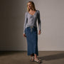 Cotton Cashmere Blend Ribbed Henley in Grey Sky | James Perse Los Angeles