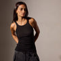 Cotton Cashmere Blend Ribbed Tank in Black | James Perse Los Angeles