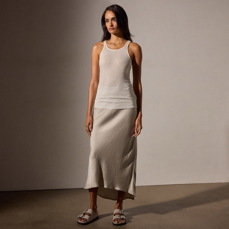 Cotton Cashmere Blend Ribbed Tank in Ivory | James Perse Los Angeles