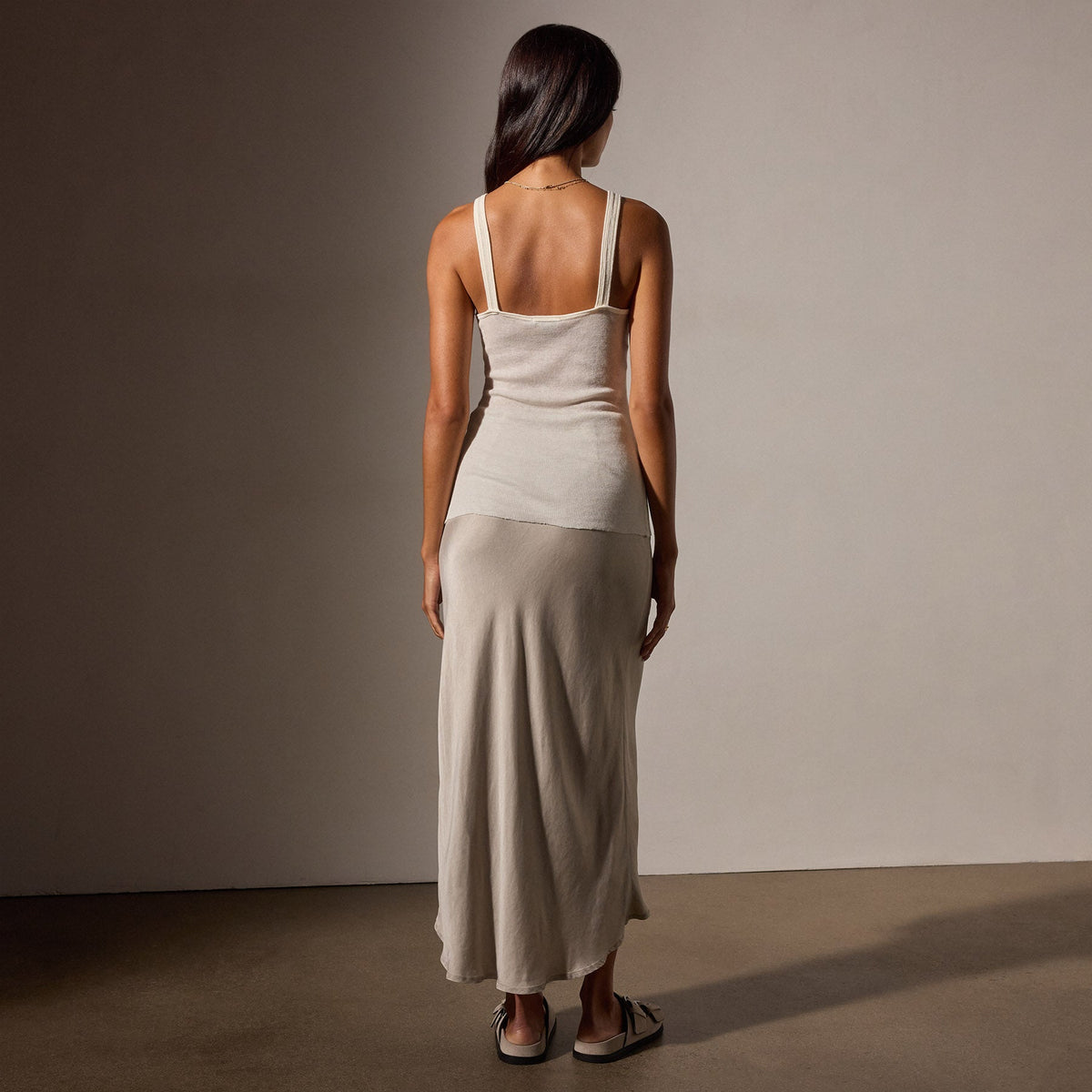 Cotton Cashmere Blend Ribbed Tank in Ivory | James Perse Los Angeles