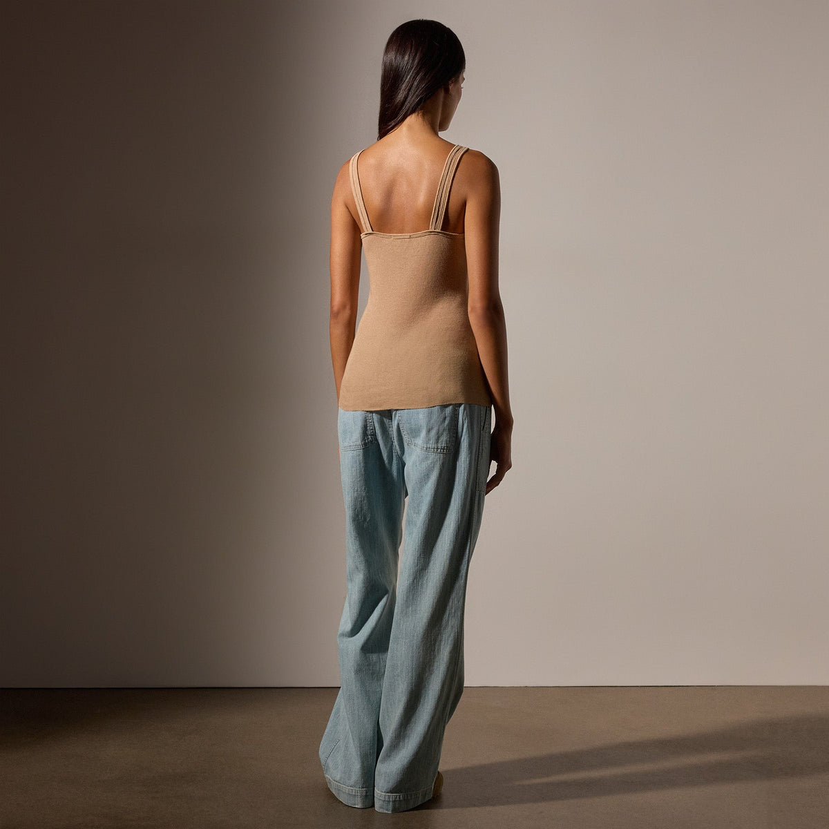 Cotton Cashmere Blend Ribbed Tank in Vicuna | James Perse Los Angeles
