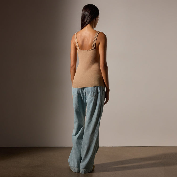 Cotton Cashmere Blend Ribbed Tank in Vicuna | James Perse Los Angeles