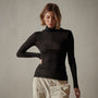 Cotton Cashmere Blend Ribbed Turtleneck in Black | James Perse Los Angeles