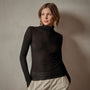 Cotton Cashmere Blend Ribbed Turtleneck in Black | James Perse Los Angeles