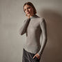 Cotton Cashmere Blend Ribbed Turtleneck in Heather Grey | James Perse Los Angeles