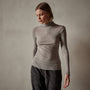 Cotton Cashmere Blend Ribbed Turtleneck in Heather Grey | James Perse Los Angeles