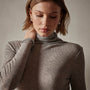 Cotton Cashmere Blend Ribbed Turtleneck in Heather Grey | James Perse Los Angeles