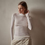 Cotton Cashmere Blend Ribbed Turtleneck in Ivory | James Perse Los Angeles