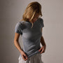 Cotton Cashmere Blend Ribbed Crew in Grey Sky | James Perse Los Angeles