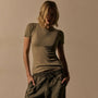 Cotton Cashmere Blend Ribbed Crew in Overcast | James Perse Los Angeles