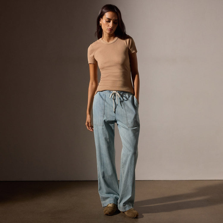 Cotton Cashmere Rib Short Sleeve Crew in Vicuna | James Perse Los Angeles
