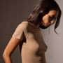 Cotton Cashmere Rib Short Sleeve Crew in Vicuna | James Perse Los Angeles