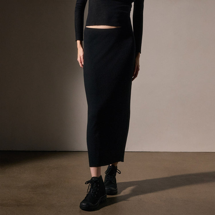 Cashmere Rib Skirt  in Black | James Perse Los Angeles