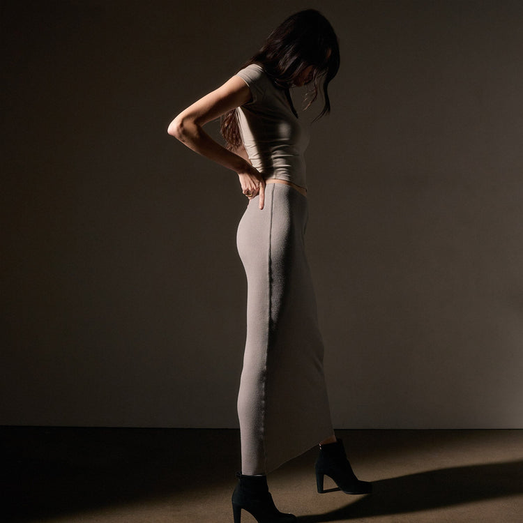 Cashmere Rib Skirt  in Dapple | James Perse Los Angeles