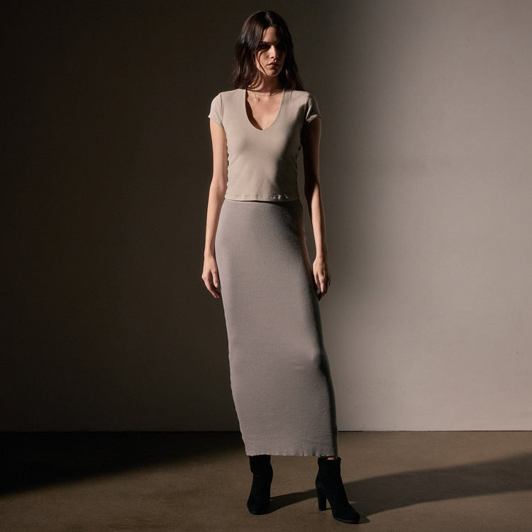 Cashmere Rib Skirt  in Dapple | James Perse Los Angeles