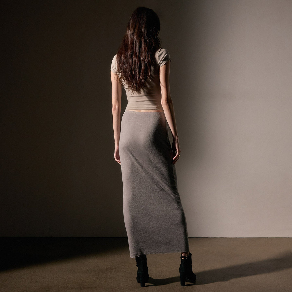 Cashmere Rib Skirt  in Dapple | James Perse Los Angeles
