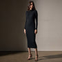 Cashmere Rib Funnel Neck Dress in Black | James Perse Los Angeles