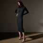 Cashmere Rib Funnel Neck Dress in Black | James Perse Los Angeles