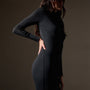 Cashmere Rib Funnel Neck Dress in Black | James Perse Los Angeles