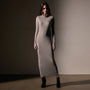 Cashmere Rib Funnel Neck Dress  in Dapple | James Perse Los Angeles