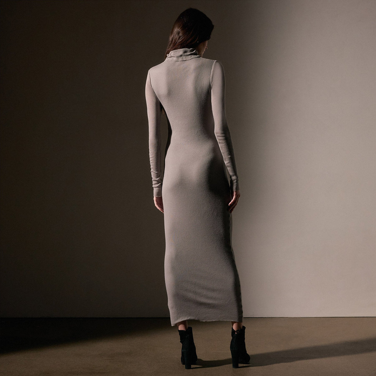 Cashmere Rib Funnel Neck Dress  in Dapple | James Perse Los Angeles