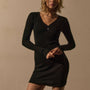 Cotton Cshmr Ribbed Henley Dress in Black | James Perse Los Angeles