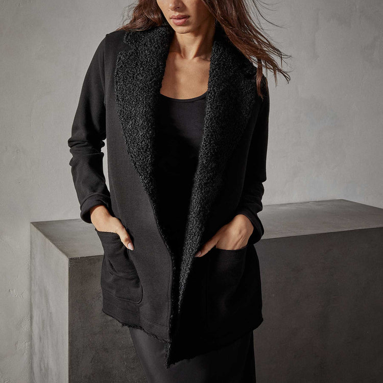 Sherpa Trim Shawl Jacket in Black | James Perse Los Angeles