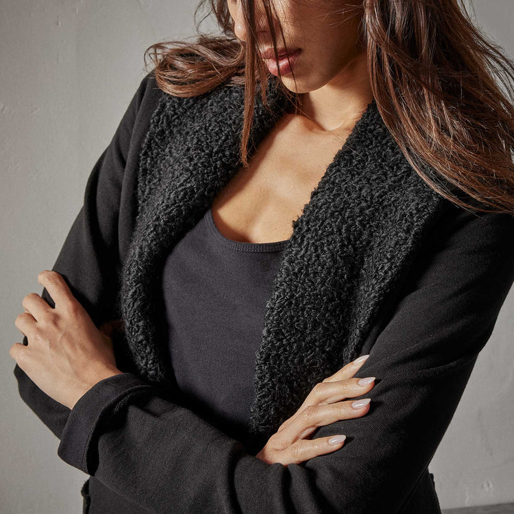 Sherpa Trim Shawl Jacket in Black | James Perse Los Angeles