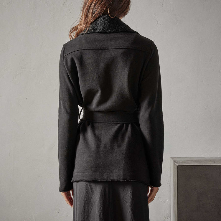 Sherpa Trim Shawl Jacket in Black | James Perse Los Angeles