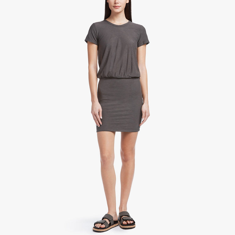 Stretch Jersey Blouson T Shirt Dress In Charcoal | James Perse Los Angeles