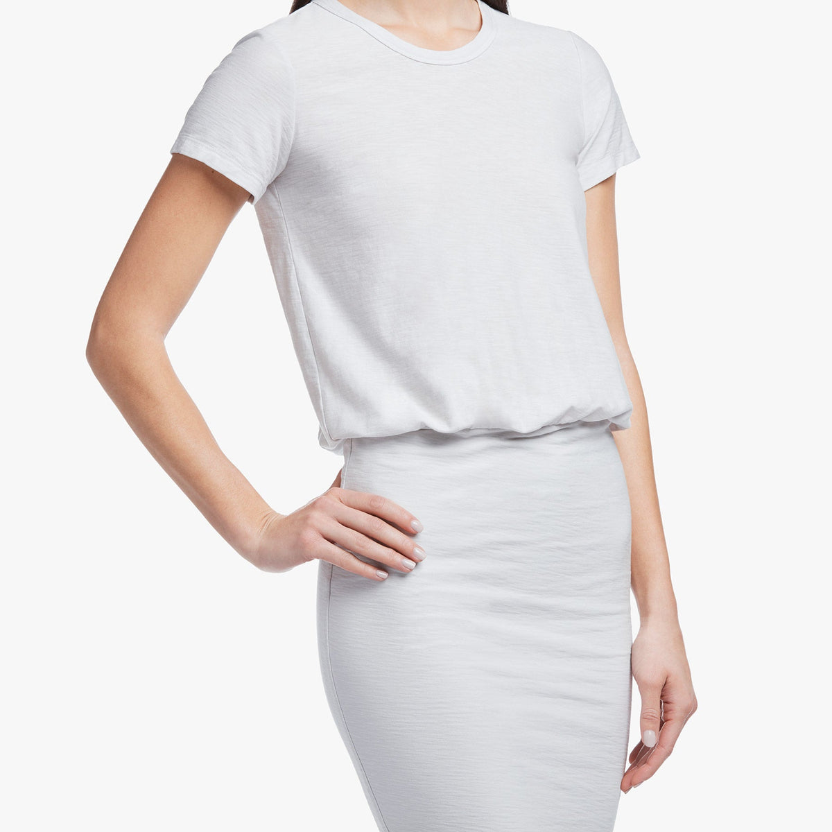 Stretch Jersey Blouson T Shirt Dress In Talc | James Perse Los Angeles