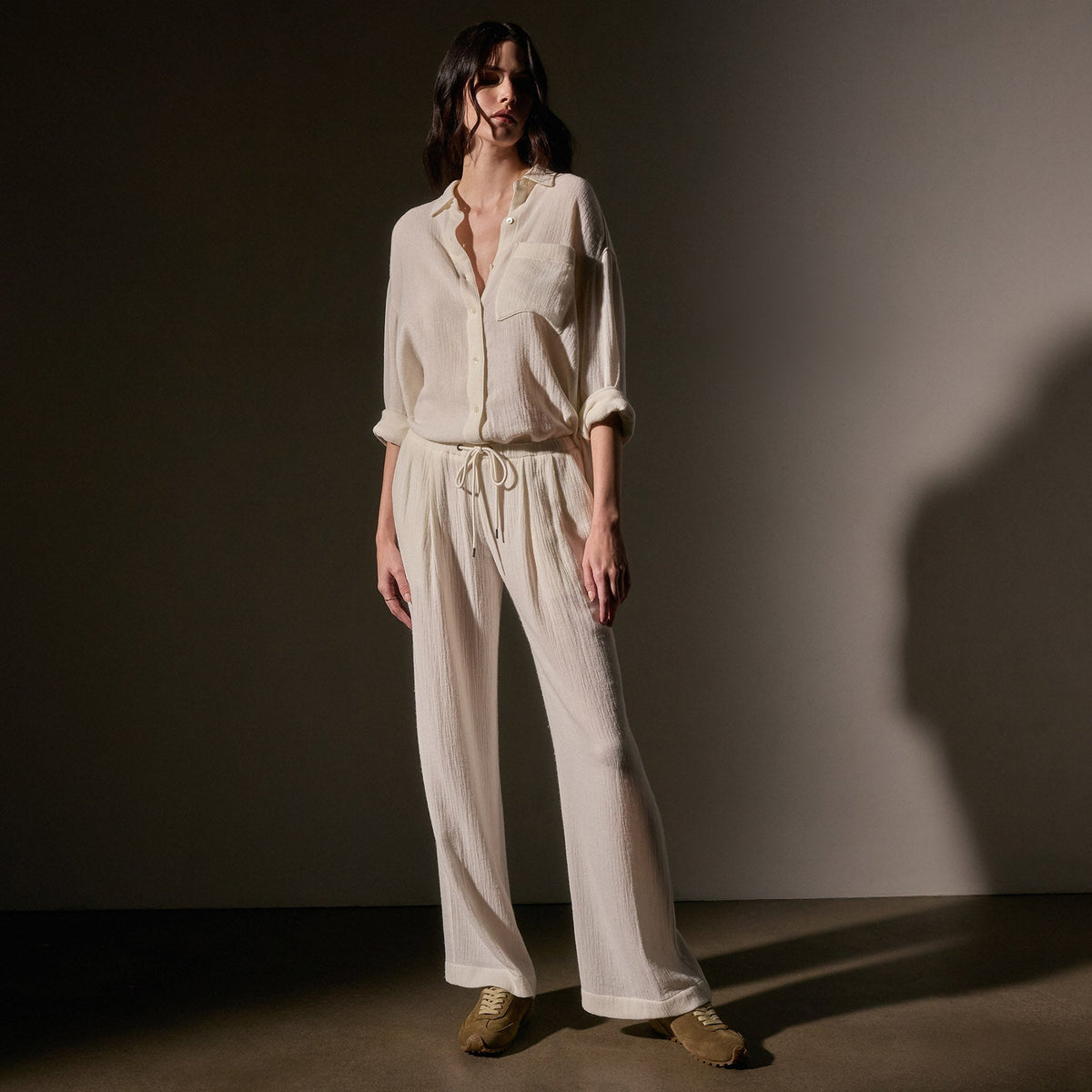 Relaxed Wool Pant  in Ivory | James Perse Los Angeles