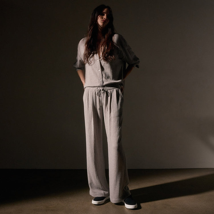 Relaxed Wool Pant  in Silver Wheat | James Perse Los Angeles