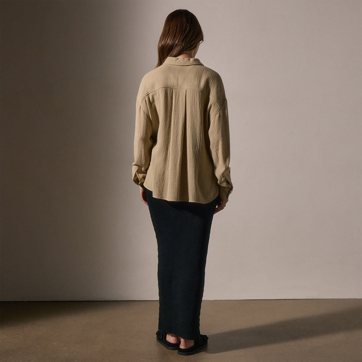 Relaxed Wool Blend Shirt in Biscuit | James Perse Los Angeles