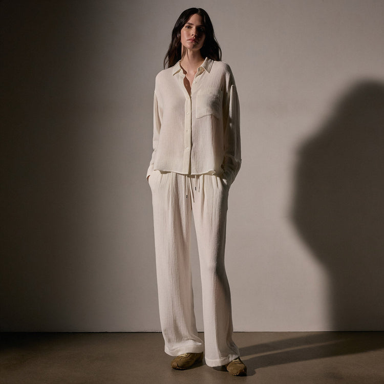 Oversized Wool Shirt  in Ivory | James Perse Los Angeles