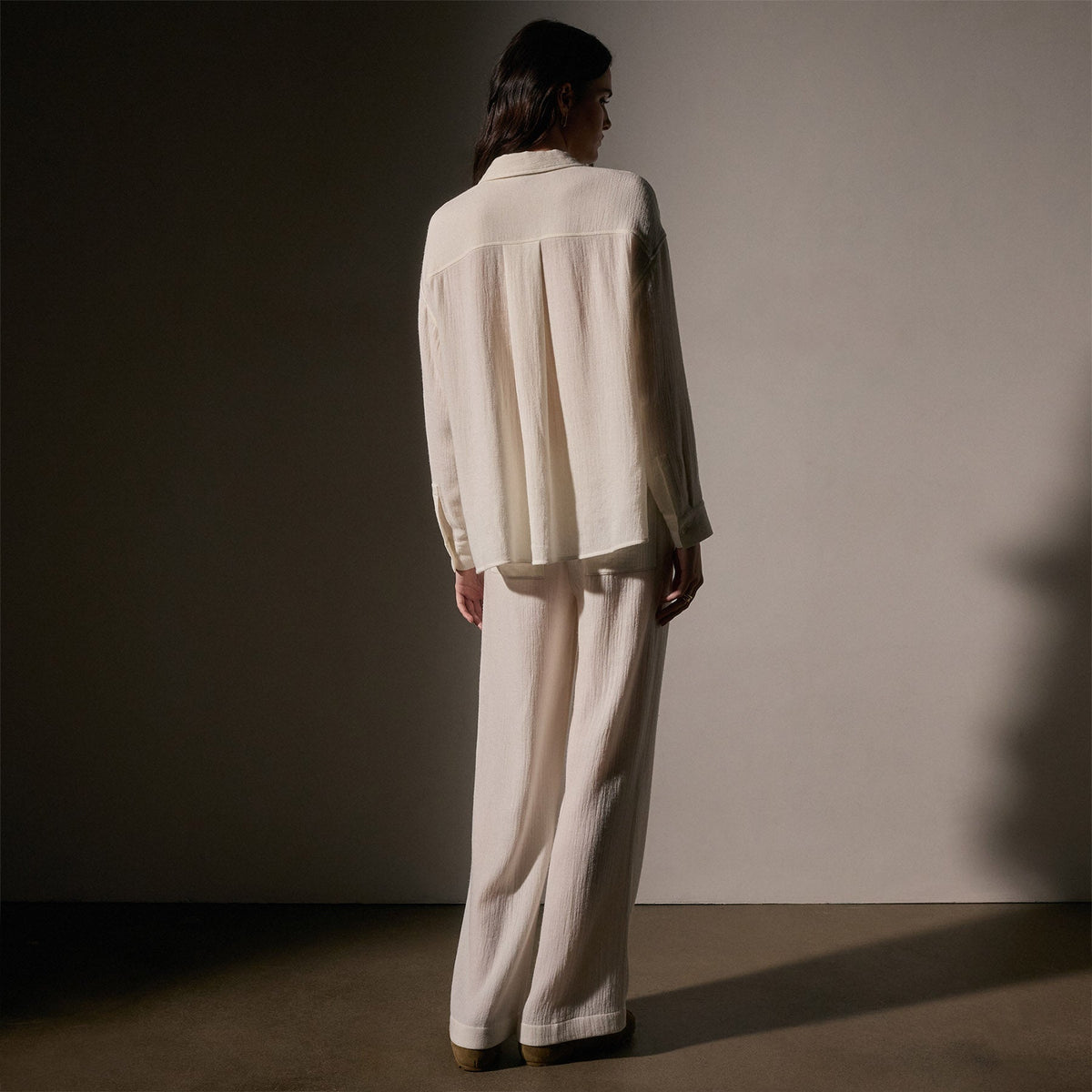 Oversized Wool Shirt  in Ivory | James Perse Los Angeles