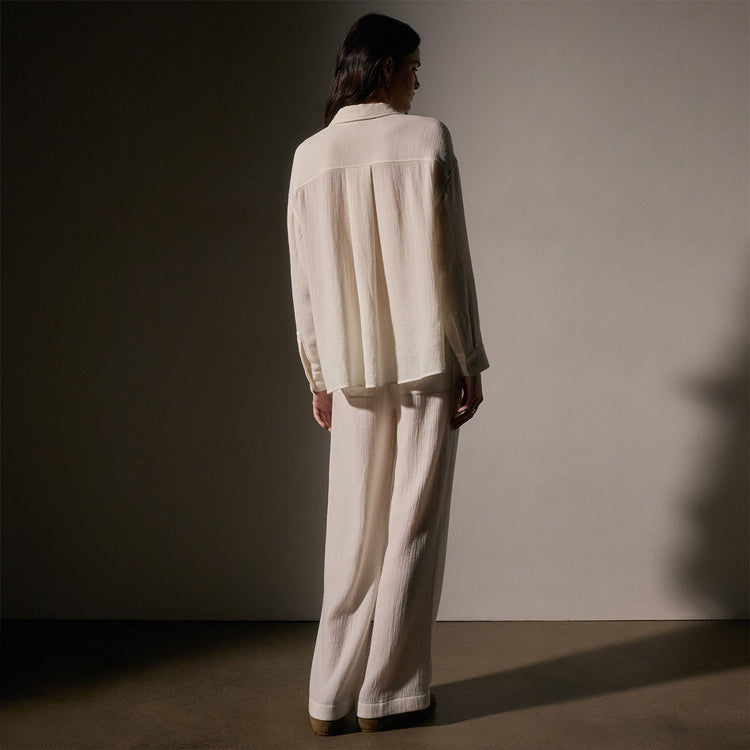 Oversized Wool Shirt  in Ivory | James Perse Los Angeles