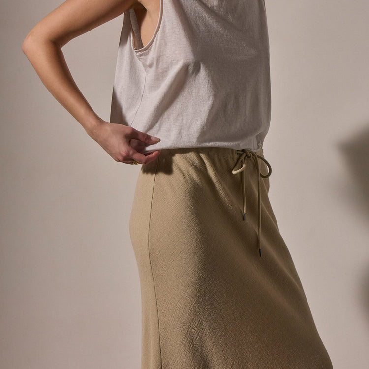 High Low Wool Blend Skirt in Biscuit | James Perse Los Angeles