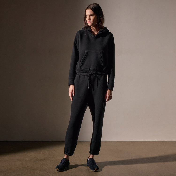 Oversized Hooded Sweat Top  in Black | James Perse Los Angeles