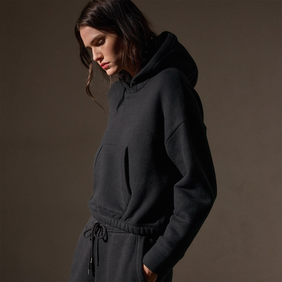Oversized Hooded Sweat Top  in Black | James Perse Los Angeles