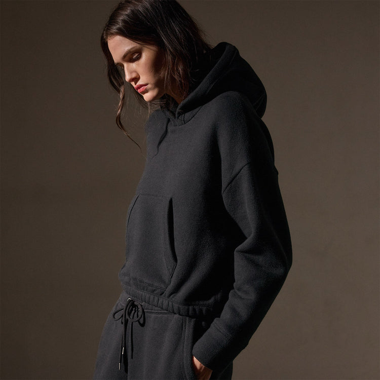 Oversized Hooded Sweat Top  in Black | James Perse Los Angeles
