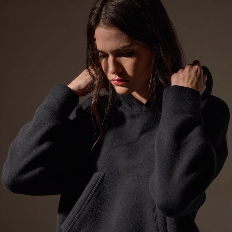 Oversized Hooded Sweat Top  in Black | James Perse Los Angeles