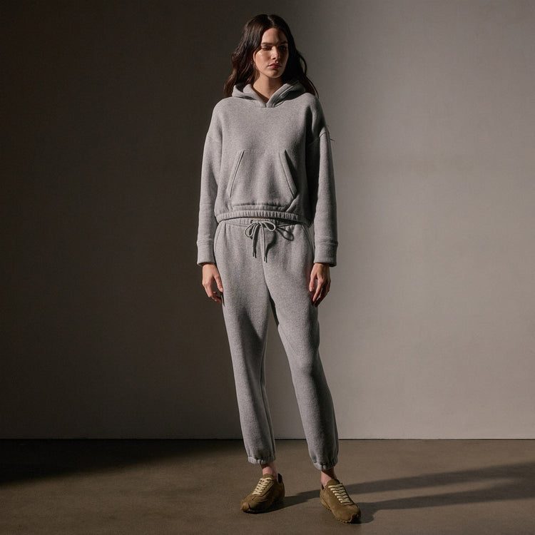 Oversized Hooded Sweat Top  in Heather Grey | James Perse Los Angeles