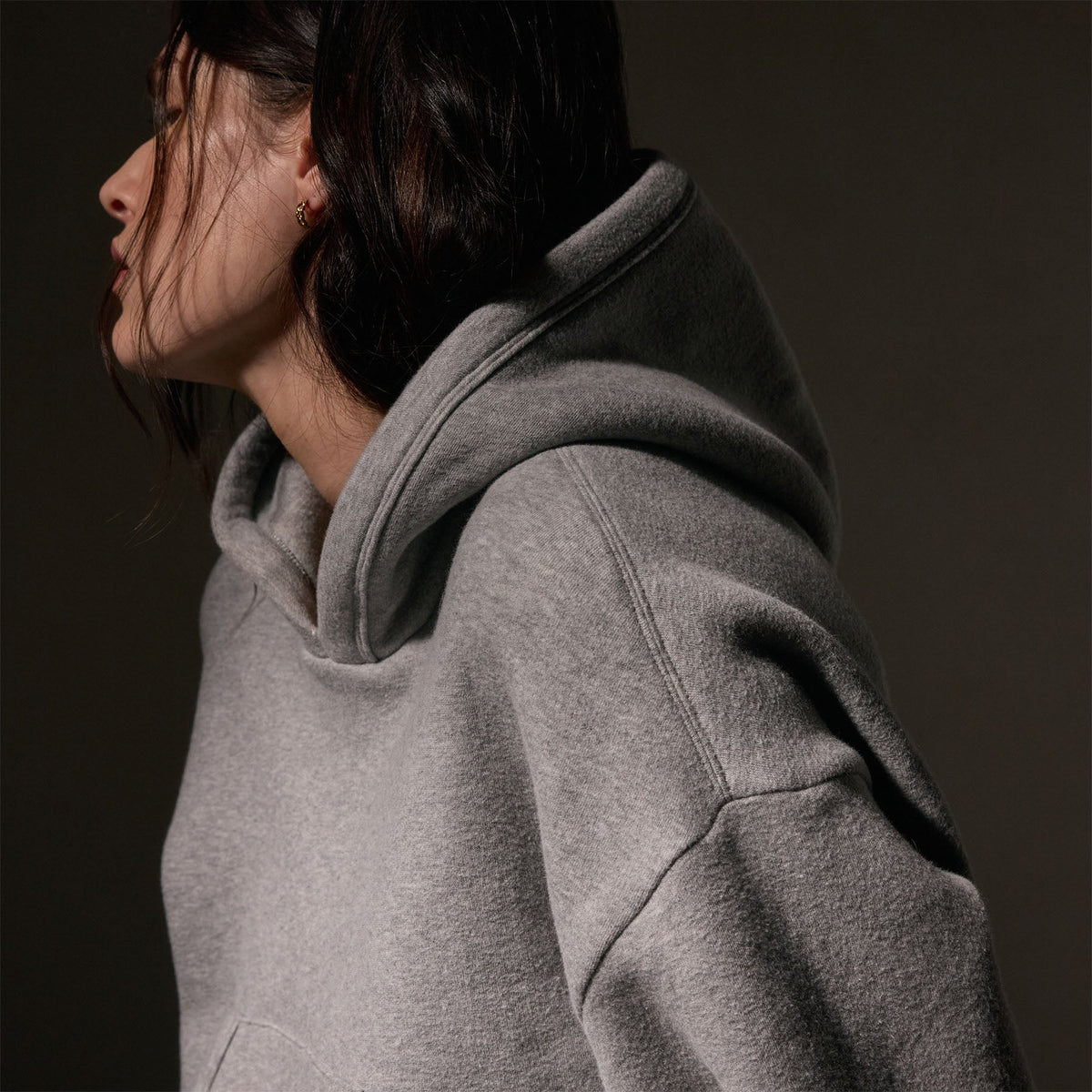 Oversized Hooded Sweat Top  in Heather Grey | James Perse Los Angeles