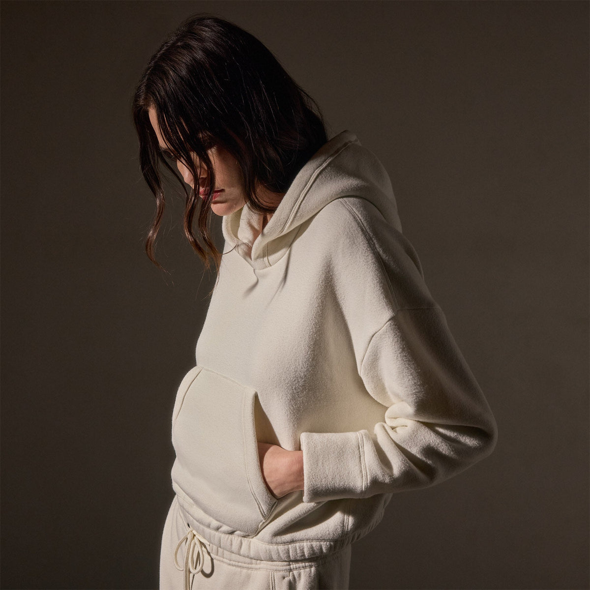 Oversized Hooded Sweat Top  in Ivory | James Perse Los Angeles