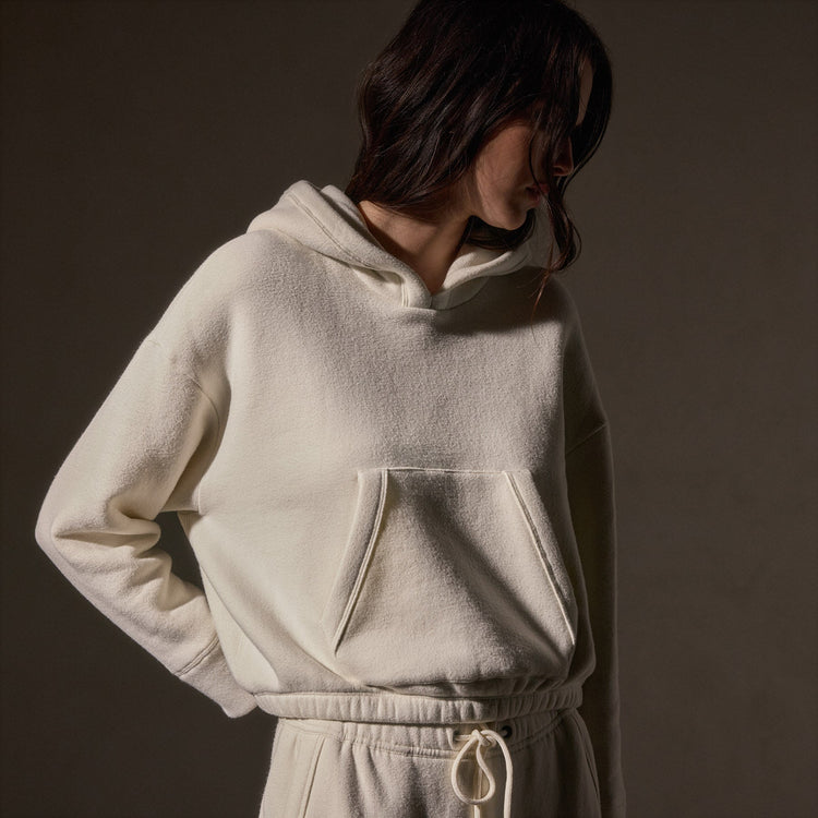 Oversized Hooded Sweat Top  in Ivory | James Perse Los Angeles