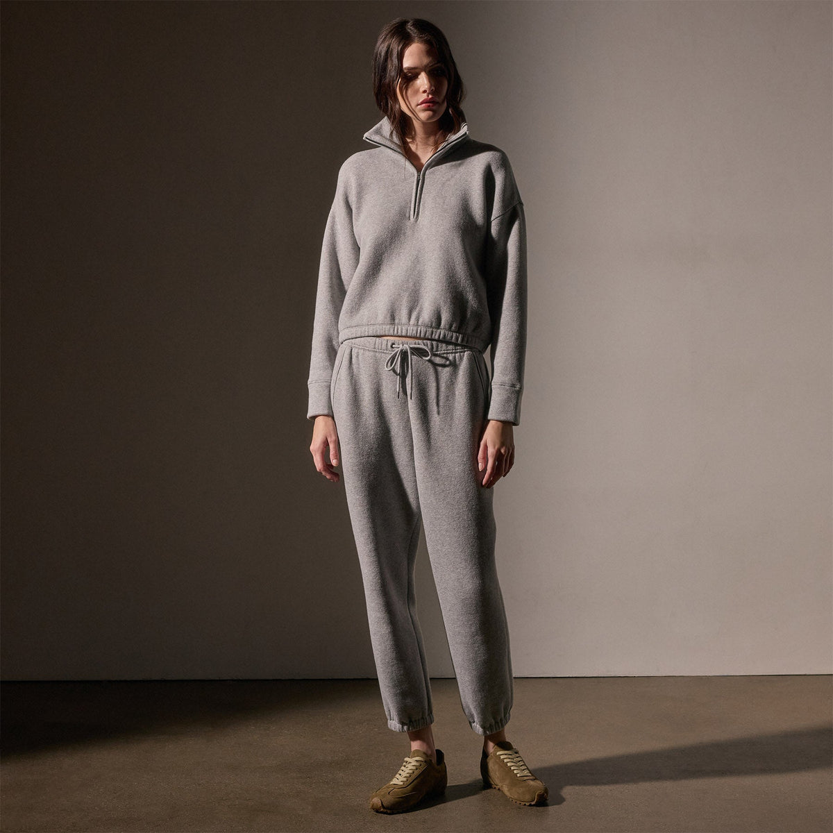 Cozy Oversized Half Zip  in Heather Grey | James Perse Los Angeles